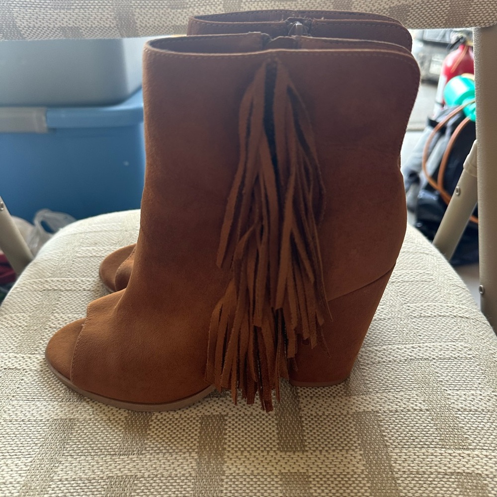 Big Buddha Tan Fringe Heeled Boots